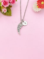 Angel Wings Charm Silver Necklace, Guardian Angel Jewelry, N6283