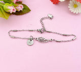 Angel Wings Charm Silver Bracelet, Guardian Angel Jewelry, Tarnish Resistant Stainless Steel Wing Pendants, N6285