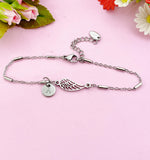 Angel Wings Charm Silver Bracelet, Guardian Angel Jewelry, Tarnish Resistant Stainless Steel Wing Pendants, N6285
