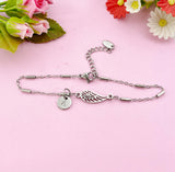Angel Wings Charm Silver Bracelet, Guardian Angel Jewelry, Tarnish Resistant Stainless Steel Wing Pendants, N6285