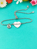 Silver Bridesmaid Bracelet, Gold or Silver Heart Bridesmaid Jewelry, Perfect Wedding Gift, D582S