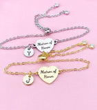 Matron of Honor Bracelet, Gold or Silver Heart Matron of Honor Jewelry, Wedding Gift, D579
