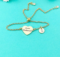 Gold Junior Bridesmaid Bracelet, Gold or Silver Heart Junior Bridesmaid Jewelry, Perfect Junior Bridesmaid Wedding Gift, D584G
