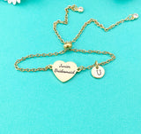 Gold Junior Bridesmaid Bracelet, Gold or Silver Heart Junior Bridesmaid Jewelry, Perfect Junior Bridesmaid Wedding Gift, D584G