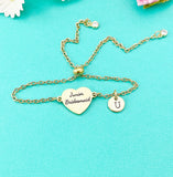 Gold Junior Bridesmaid Bracelet, Gold or Silver Heart Junior Bridesmaid Jewelry, Perfect Junior Bridesmaid Wedding Gift, D584G