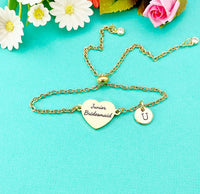 Gold Junior Bridesmaid Bracelet, Gold or Silver Heart Junior Bridesmaid Jewelry, Perfect Junior Bridesmaid Wedding Gift, D584G