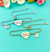 Mother of the Bride Bracelet, Gold or Silver Heart Mother of the Bride Jewelry, Perfect Mother of the Bride Wedding Gift, D585