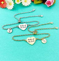Mother of the Bride Bracelet, Gold or Silver Heart Mother of the Bride Jewelry, Perfect Mother of the Bride Wedding Gift, D585
