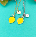 Lemon Charm Necklace in Gold or Silver, Yellow Lemon, N6335