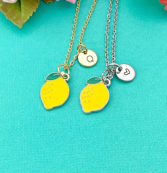 Lemon Charm Necklace in Gold or Silver, Yellow Lemon, N6335