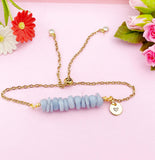 Angelite Bracelet, Silver or Gold Natural Angelite Gemstone Jewelry, Necklace Option, N5871B