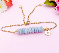Angelite Bracelet, Silver or Gold Natural Angelite Gemstone Jewelry, Necklace Option, N5871B
