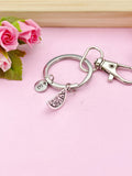 Lemon Keychain, Initial Charm, Silver Fruit Keychain