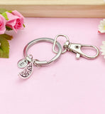 Lemon Keychain, Initial Charm, Silver Fruit Keychain