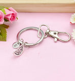 Lemon Keychain, Initial Charm, Silver Fruit Keychain