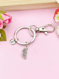 Lemon Keychain, Initial Charm, Silver Fruit Keychain