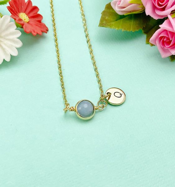 Angelite Necklace in Gold or Silver, Natural Angelite Gemstone Jewelry, N6342N