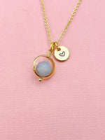 Angelite Necklace in Gold or Silver, Natural Angelite Gemstone Jewelry, N6344