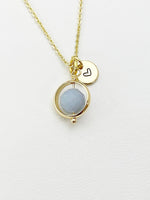 Angelite Necklace in Gold or Silver, Natural Angelite Gemstone Jewelry, N6344
