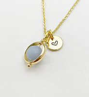 Angelite Necklace in Gold or Silver, Natural Angelite Gemstone Jewelry, N6344