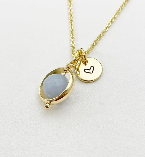 Angelite Necklace in Gold or Silver, Natural Angelite Gemstone Jewelry, N6344