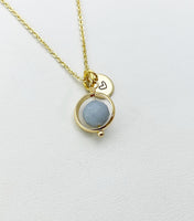 Angelite Necklace in Gold or Silver, Natural Angelite Gemstone Jewelry, N6344