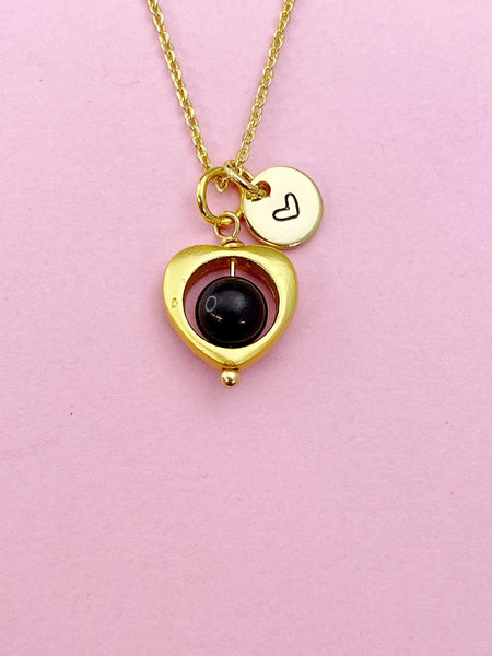 Bloodstone Heart Necklace in Gold, Natural  Bloodstone Gemstone Jewelry, N6342H