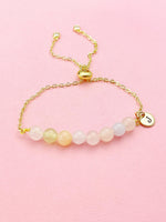 Morganite Bracelet, Gold Natural Morganite Gemstone Jewelry, N6347