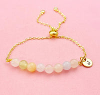 Morganite Bracelet, Gold Natural Morganite Gemstone Jewelry, N6347