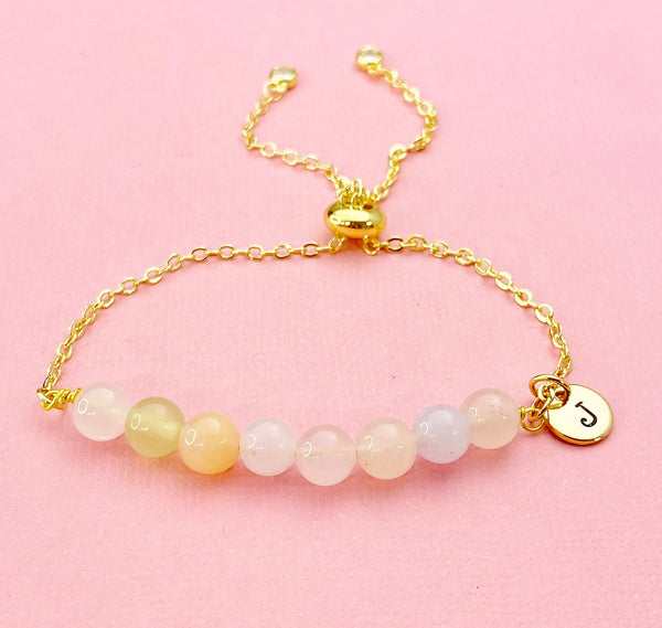 Morganite Bracelet, Gold Natural Morganite Gemstone Jewelry, N6347