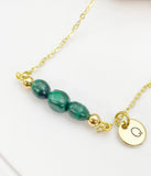 Malachite Necklace In Gold or Silver, Natural Malachite Gemstone Jewelry, N6349