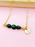 Malachite Necklace In Gold or Silver, Natural Malachite Gemstone Jewelry, N6349