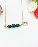 Malachite Necklace In Gold or Silver, Natural Malachite Gemstone Jewelry, N6349