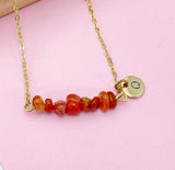 Carnelian Necklace In Gold or Silver, Natural Carnelian Gemstone Jewelry, N6350N