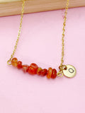 Carnelian Necklace In Gold or Silver, Natural Carnelian Gemstone Jewelry, N6350N