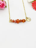 Carnelian Necklace In Gold or Silver, Natural Carnelian Gemstone Jewelry, N6350N
