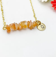 Sunstone Necklace In Gold or Silver, Natural Sunstone Gemstone Jewelry, N6351