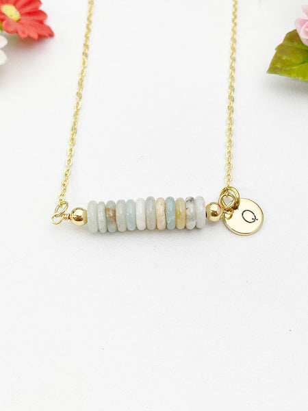 Amazonite Necklace In Gold or Silver, Natural Flower Amazonite Gemstone Jewelry, N6356