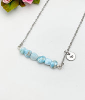 Larimar Necklace in Gold or Silver, Natural Larimar Gemstone Jewelry, Bracelet Option, N6305