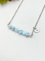 Larimar Necklace in Gold or Silver, Natural Larimar Gemstone Jewelry, Bracelet Option, N6305