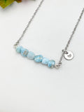 Larimar Necklace in Gold or Silver, Natural Larimar Gemstone Jewelry, Bracelet Option, N6305