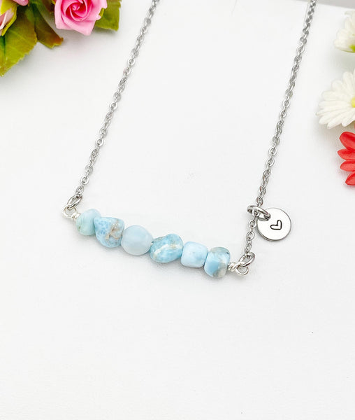 Larimar Necklace in Gold or Silver, Natural Larimar Gemstone Jewelry, Bracelet Option, N6305