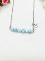 Larimar Necklace in Gold or Silver, Natural Larimar Gemstone Jewelry, Bracelet Option, N6305