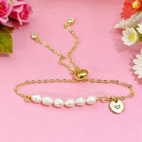 Pearl Bracelet in Gold or Silver, Natural Cultured Freshwater Pearl Bracelet, Pearl Jewelry, N6115G