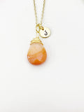 Agate Necklace in Gold or Silver, Natural Agate Gemstone Jewelry, Teardrop Wire Wrap, N6358