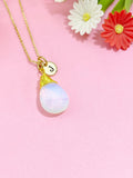 Opalite Necklace in Gold or Silver, Opalite Jewelry, Teardrop Wire Wrap, N6359