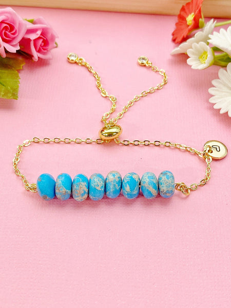 Natural Regalite Imperial Jasper Sea Sediment Jasper Bracelet, Gold Natural Gemstone Jewelry, N6360B