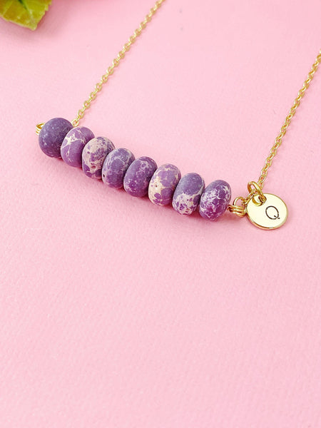 Natural Regalite Imperial Jasper Sea Sediment Jasper Necklace In Gold or Silver, Purple Natural Imperial Jasper Gemstone Jewelry, N6361