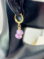Regalite Imperial Jasper Sea Sediment Jasper Earrings in Gold or Silver, Purple, Natural Gemstone Jewelry, N6361E