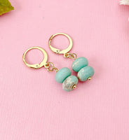 Regalite Imperial Jasper Sea Sediment Jasper Earrings in Gold or Silver, Pale Turquoise, Natural Gemstone Jewelry, N6362E